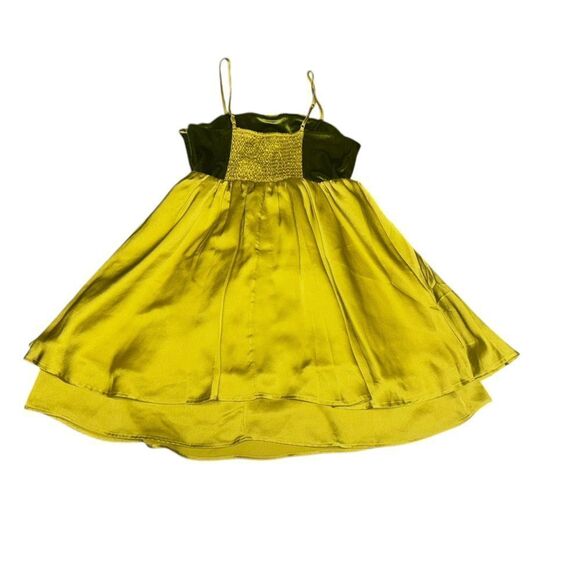 NWT DU PARADIS X ANTHROPOLOGIE yellow & green Mixed Media Mini Dress size small - Picture 5 of 9